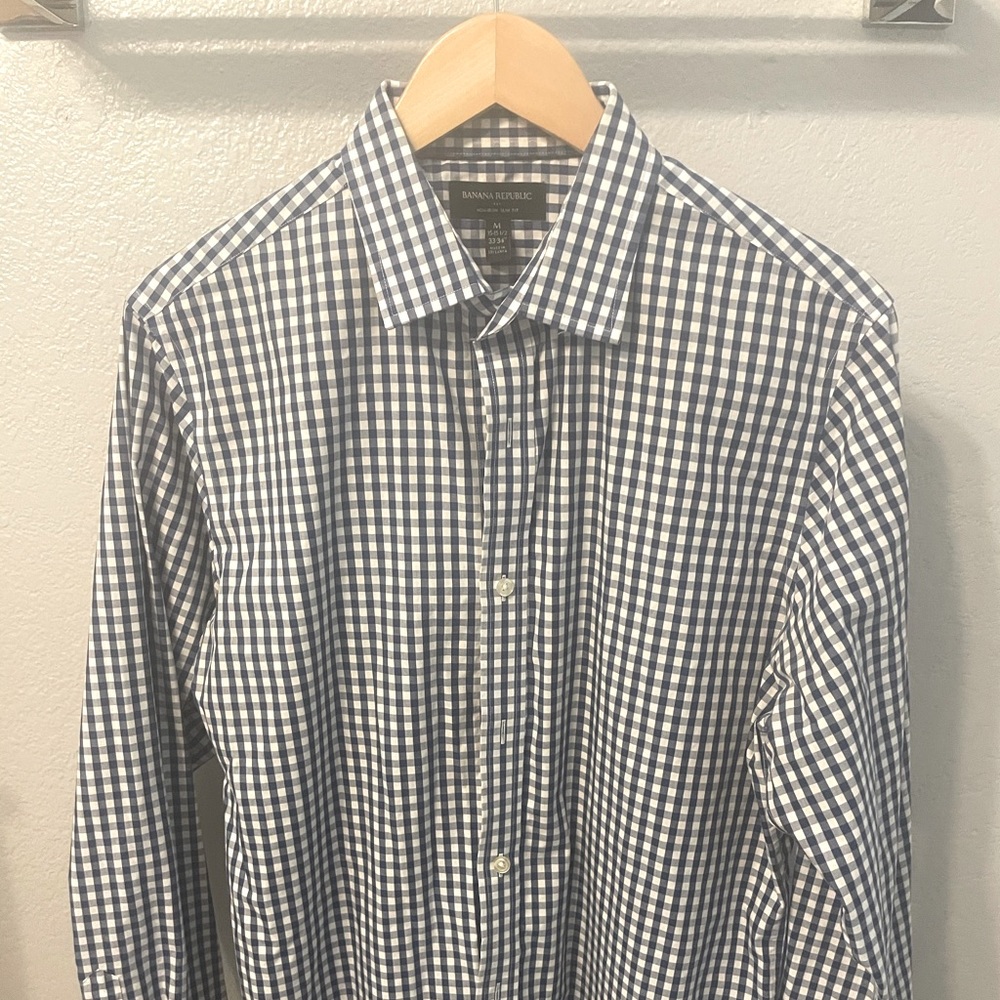 Banana Republic Blue Gingham Dress Shirt
